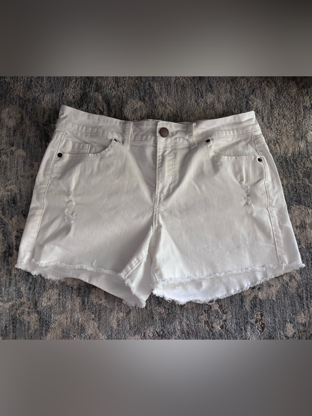 O'Neill White Frayed Hem Denim Shorts